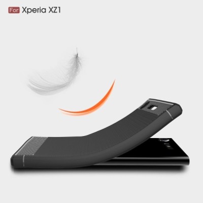 Sony Xperia XZ1 „Carbon“ kieto silikono TPU juodas dėklas - nugarėlė / Priedai.lt