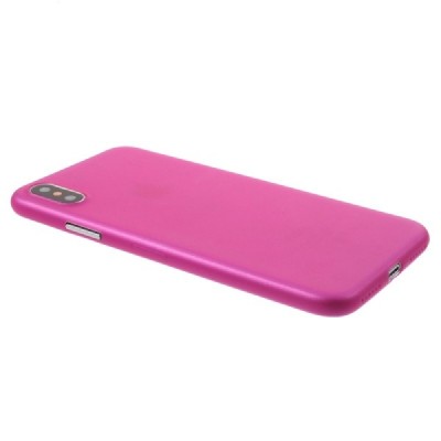 Ploniausias pasaulyje plastikinis skaidrus Apple iPhone X (iPhone Xs) tamsiai rožinis dėklas - nugarėlė / Priedai.lt