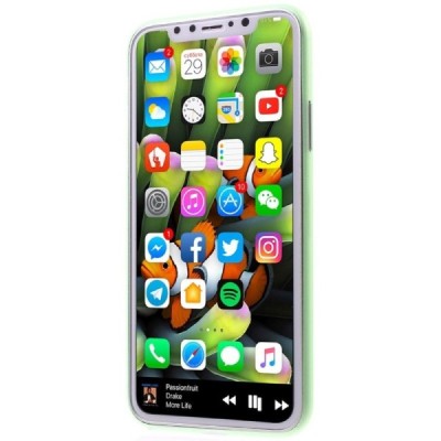 Ploniausias pasaulyje plastikinis skaidrus Apple iPhone X (iPhone Xs) žalias dėklas - nugarėlė / Priedai.lt
