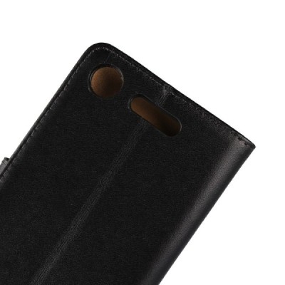Sony Xperia XZ1 atverčiamas juodas odinis Casual dėklas - piniginė / Priedai.lt