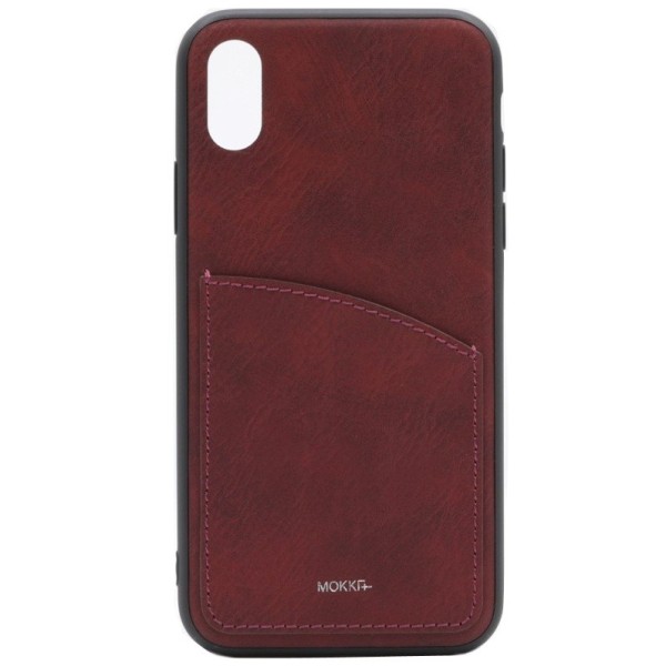 „MOKKA“ Retro kaaned taskuga - burgundi (iPhone X / Xs)