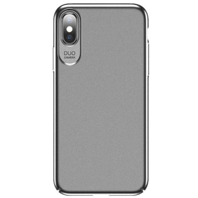 „USAMS“ Jay serijos Apple iPhone X (iPhone Xs) sidabrinis plastikinis dėklas - nugarėlė / Priedai.lt