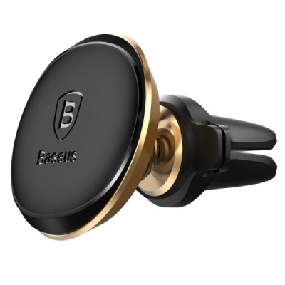 „Baseus“ Magnet Mount (360°) auksinis automobilinis telefono laikiklis (į vėdinimo groteles) / Priedai.lt