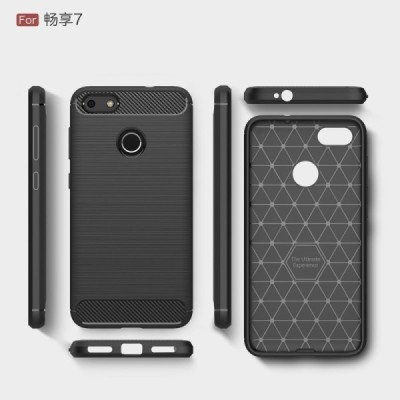 Huawei P9 Lite Mini (Y6 Pro 2017) „Carbon“ kieto silikono TPU juodas dėklas - nugarėlė / Priedai.lt