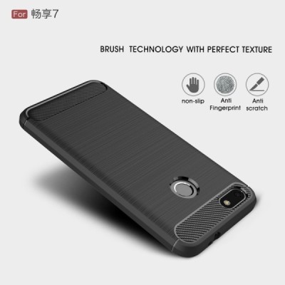 Huawei P9 Lite Mini (Y6 Pro 2017) „Carbon“ kieto silikono TPU juodas dėklas - nugarėlė / Priedai.lt
