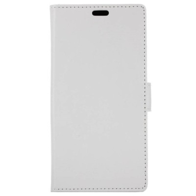 Huawei P9 Lite Mini (Y6 Pro 2017) atverčiamas baltas odinis dėklas, knygutė - piniginė / Priedai.lt