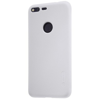 Nillkin Frosted Shield Google Pixel XL baltas plastikinis dėklas + apsauginė ekrano plėvelė / Priedai.lt