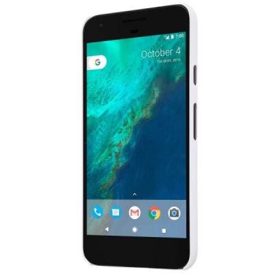 Nillkin Frosted Shield Google Pixel XL baltas plastikinis dėklas + apsauginė ekrano plėvelė / Priedai.lt