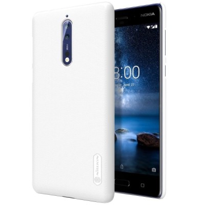 Nokia 8 Frosted Shield baltas plastikinis dėklas + apsauginė ekrano plėvelė / Priedai.lt