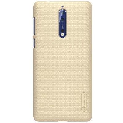Nokia 8 Frosted Shield auksinis plastikinis dėklas + apsauginė ekrano plėvelė / Priedai.lt