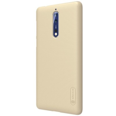 Nokia 8 Frosted Shield auksinis plastikinis dėklas + apsauginė ekrano plėvelė / Priedai.lt