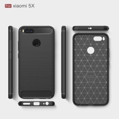 Xiaomi Mi A1 ir Mi 5X „Carbon“ kieto silikono TPU juodas dėklas - nugarėlė / Priedai.lt