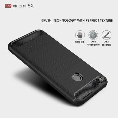 Xiaomi Mi A1 ir Mi 5X „Carbon“ kieto silikono TPU juodas dėklas - nugarėlė / Priedai.lt
