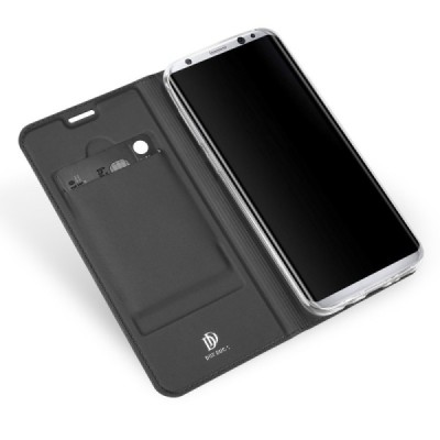 „Dux Ducis“ Skin serijos Samsung Galaxy S8 (G950) juodas odinis atverčiamas dėklas / Priedai.lt