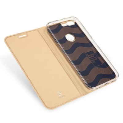 „Dux Ducis“ Skin serijos Google Pixel XL auksinis odinis atverčiamas dėklas / Priedai.lt
