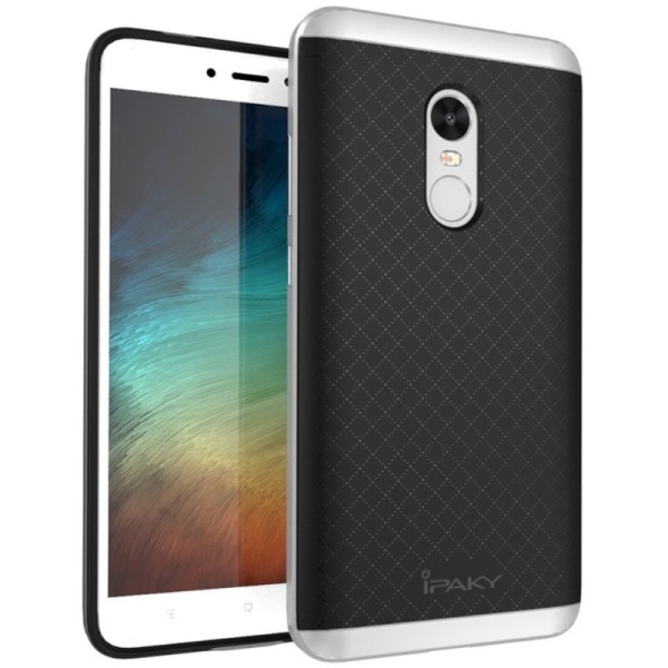 „IPAKY“ Kõva silikoon (TPU) kaaned - must / hõbedane (Redmi Note 4X)