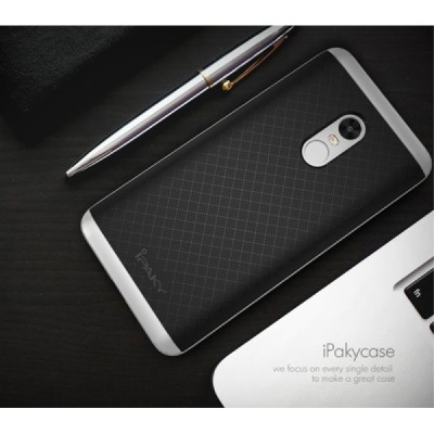 Xiaomi Redmi Note 4X „IPAKY“ kieto silikono TPU juodas (sidabro spalvos apvadais) dėklas - nugarėlė / Priedai.lt