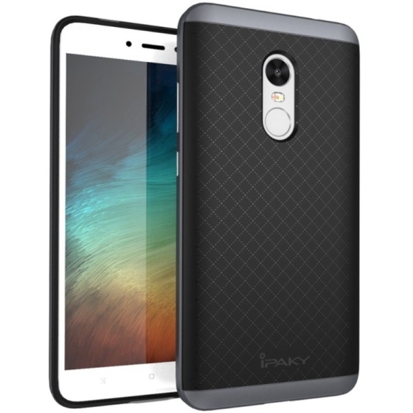 „IPAKY“ Kõva silikoon (TPU) kaaned - must / hall (Redmi Note 4X)