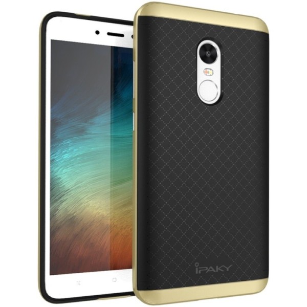 „IPAKY“ Kõva silikoon (TPU) kaaned - must / kuldne (Redmi Note 4X)