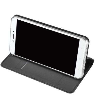 „Dux Ducis“ Skin serijos Xiaomi Redmi Note 4X juodas odinis atverčiamas dėklas / Priedai.lt