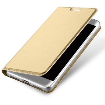 „Dux Ducis“ Skin serijos Xiaomi Redmi Note 4X auksinis odinis atverčiamas dėklas / Priedai.lt