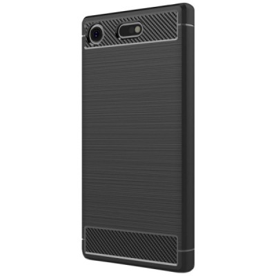 Sony Xperia XZ1 Compact „Carbon“ kieto silikono TPU juodas dėklas - nugarėlė / Priedai.lt