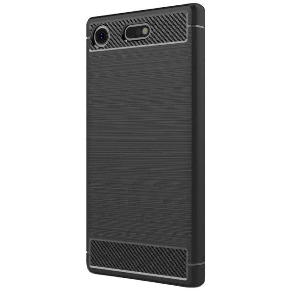 „Carbon“ Kõva silikoon (TPU) kaaned - must (Xperia XZ1 Compact)