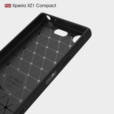 Sony Xperia XZ1 Compact „Carbon“ kieto silikono TPU juodas dėklas - nugarėlė / Priedai.lt