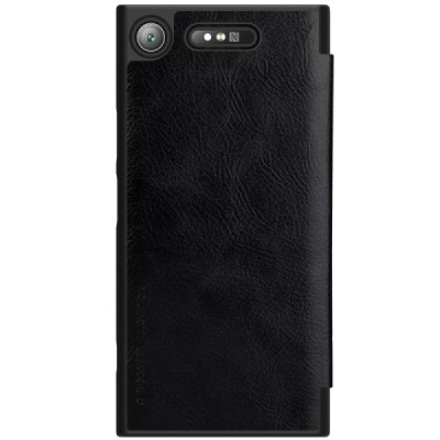 Prabangus „Nillkin“ Qin serijos juodas odinis atverčiamas Sony Xperia XZ1 dėklas - knygutė / Priedai.lt