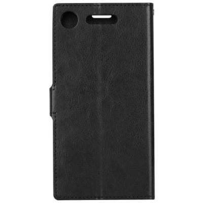 Sony  Xperia XZ1 Compact atverčiamas juodas odinis dėklas, knygutė - piniginė / Priedai.lt
