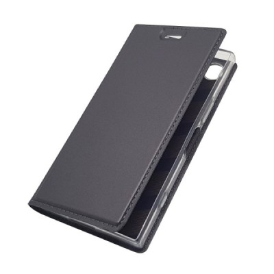 „Dux Ducis“ Skin serijos Sony Xperia XZ1 Compact juodas odinis atverčiamas dėklas / Priedai.lt
