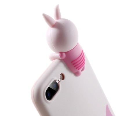 Apple iPhone 7 Plus (iPhone 8 Plus) „Squezy“ Rabbit kieto silikono TPU rožinis dėklas - nugarėlė / Priedai.lt