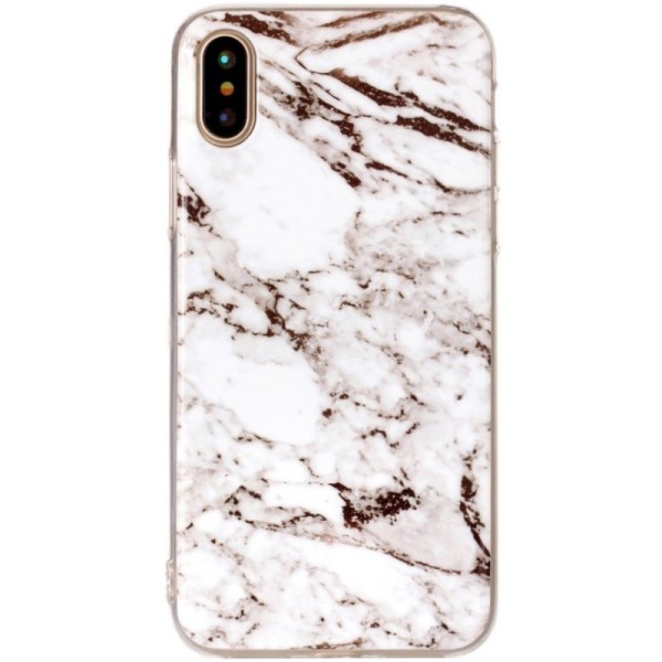 „Marble“ Kõva silikoon (TPU) kaaned - valge (iPhone X / Xs)