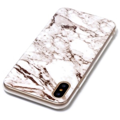 Apple iPhone X (iPhone Xs) „Marble“ kieto silikono TPU baltas dėklas - nugarėlė / Priedai.lt