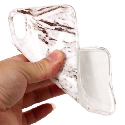 Apple iPhone X (iPhone Xs) „Marble“ kieto silikono TPU baltas dėklas - nugarėlė / Priedai.lt
