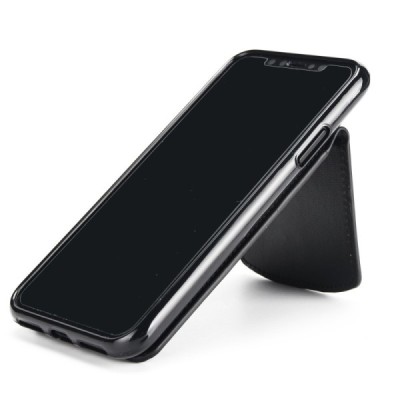 Apple iPhone X (iPhone Xs) juodas kieto silikono TPU odinis dėklas su kortelių laikikliu - nugarėlė / Priedai.lt