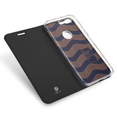 „Dux Ducis“ Skin serijos Google Pixel XL juodas odinis atverčiamas dėklas / Priedai.lt