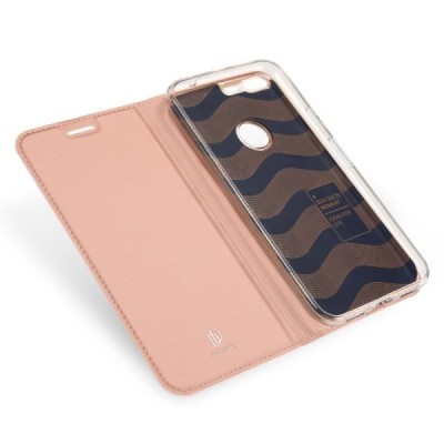 „Dux Ducis“ Skin serijos Google Pixel XL rožinis odinis atverčiamas dėklas / Priedai.lt