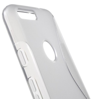 Google Pixel XL kieto silikono skaidrus  TPU pilkas dėklas - nugarėlė / Priedai.lt
