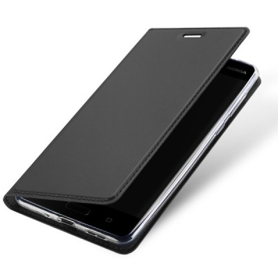 „Dux Ducis“ Skin serijos Nokia 8 juodas odinis atverčiamas dėklas / Priedai.lt