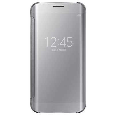 Samsung Galaxy S6 Edge+ (G928) plastikinis atverčiamas sidabrinis dėklas / Priedai.lt