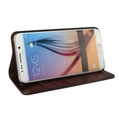 Samsung Galaxy S6 Edge+ (G928) „Faux Leather“ atverčiamas raudonas odinis dėklas - knygutė / Priedai.lt