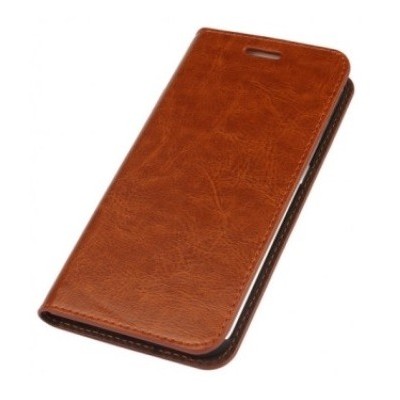 Samsung Galaxy S6 Edge (G925) „Faux Leather“ atverčiamas rudas odinis dėklas - knygutė / Priedai.lt