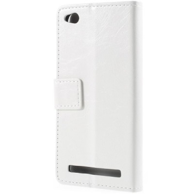 Xiaomi Redmi 5A  atverčiamas baltas odinis dėklas, knygutė - piniginė / Priedai.lt