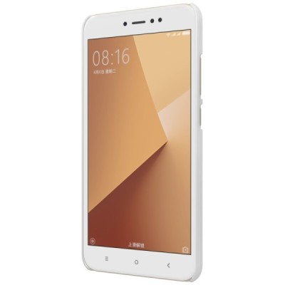 Xiaomi Redmi Note 5A (Y1) Nillkin Frosted Shield baltas plastikinis dėklas + apsauginė ekrano plėvelė / Priedai.lt
