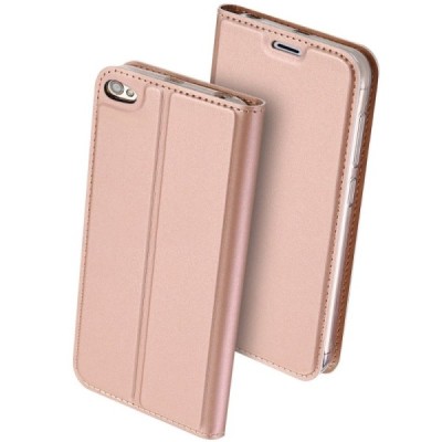 „Dux Ducis“ Skin serijos Xiaomi Redmi Note 5A (Y1) rožinis odinis atverčiamas dėklas / Priedai.lt