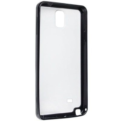 Skaidrus, juodas su kieto silikono rėmu plastikinis Samsung Galaxy Note 4 (N910) dėklas / Priedai.lt