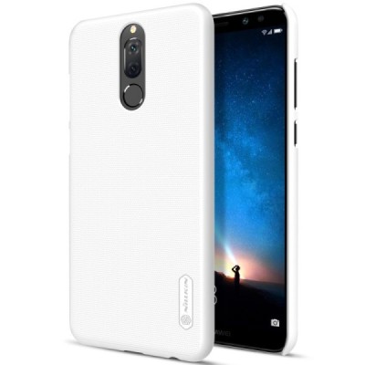 Huawei Mate 10 Lite Nillkin Frosted Shield baltas plastikinis dėklas + apsauginė ekrano plėvelė / Priedai.lt