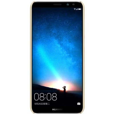 Huawei Mate 10 Lite Nillkin Frosted Shield auksinis plastikinis dėklas + apsauginė ekrano plėvelė / Priedai.lt