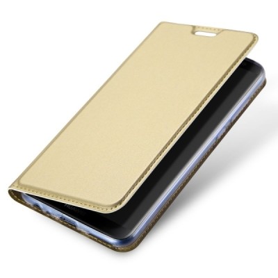 „Dux Ducis“ Skin serijos Huawei Mate 10 Lite auksinis odinis atverčiamas dėklas / Priedai.lt